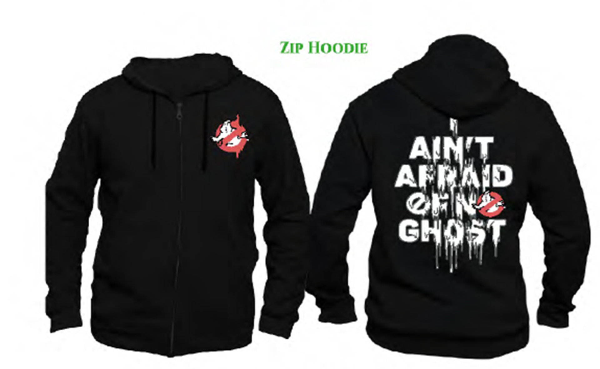 Ghostbusters - Black Men's Sweat Zippe Hoodie -L - flash vidéo