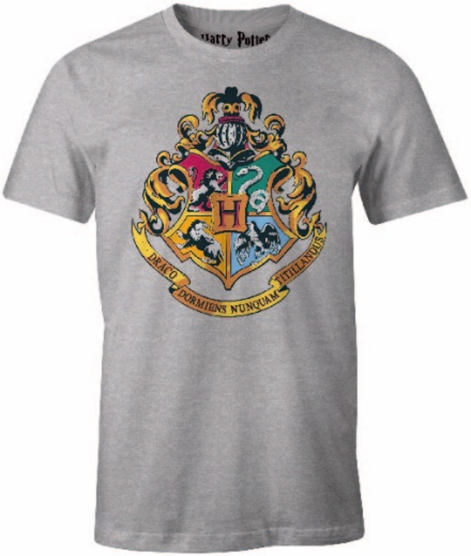 Harry Potter - T-Shirt Gris Chiné Maisons de Poudlard - S