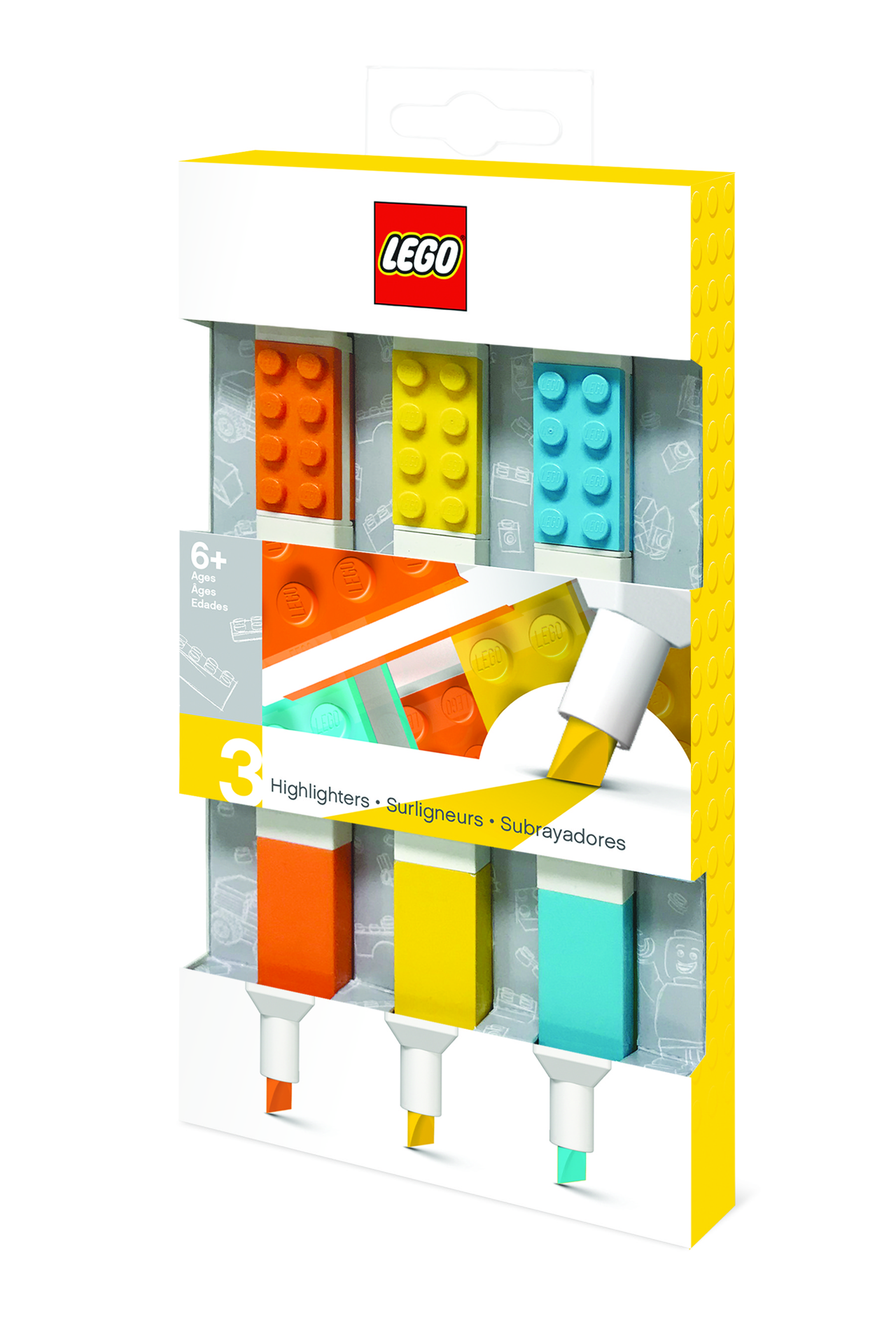 Pack de 3 surligneurs Brique Lego