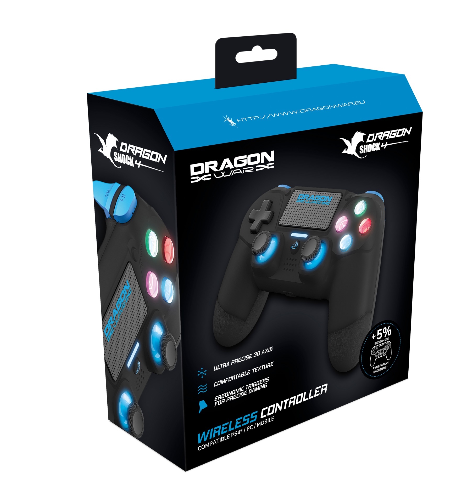 Dragonwar - Manette sans fil Dragon Shock 4 Noire pour PS4, PC et Mobile - flash vidéo
