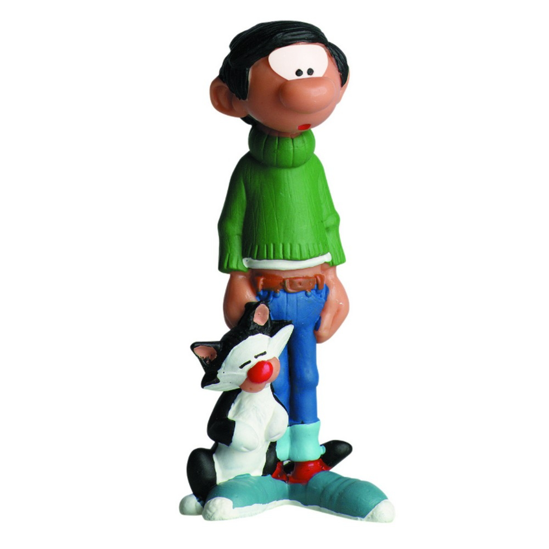 Plastoy - Figurine PVC Gaston Lagaffe avec son chat - flash vidéo