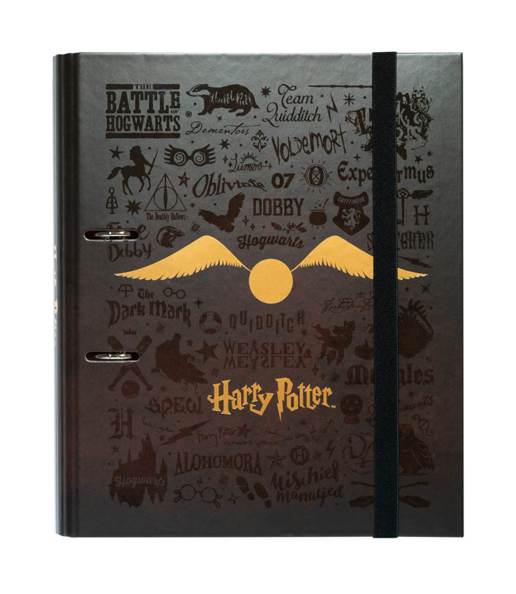 Harry Potter - Classeur Premium à 2 anneaux avec élastique Vif d'Or - flash vidéo