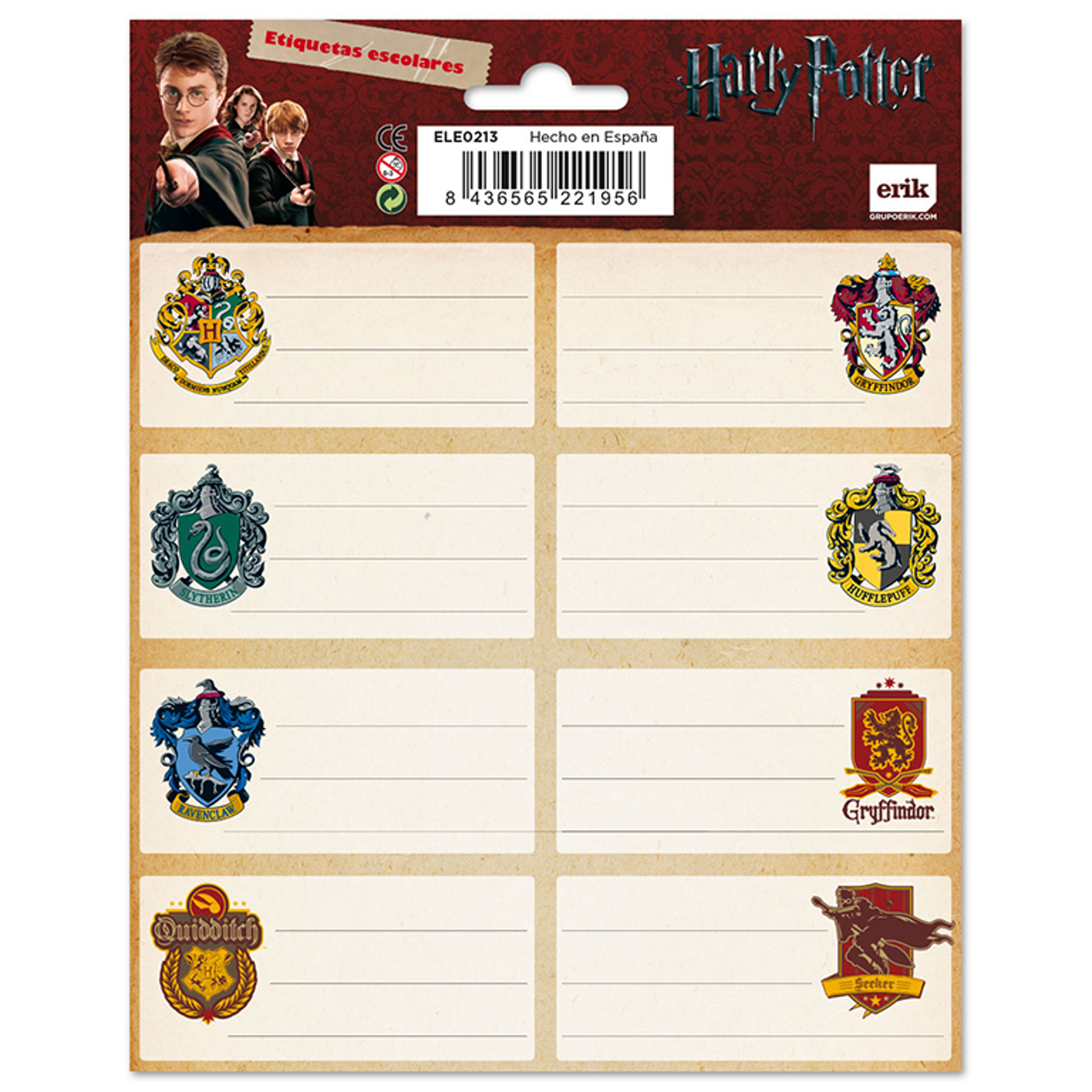 Harry Potter - Étiquettes scolaires autocollantes Blasons