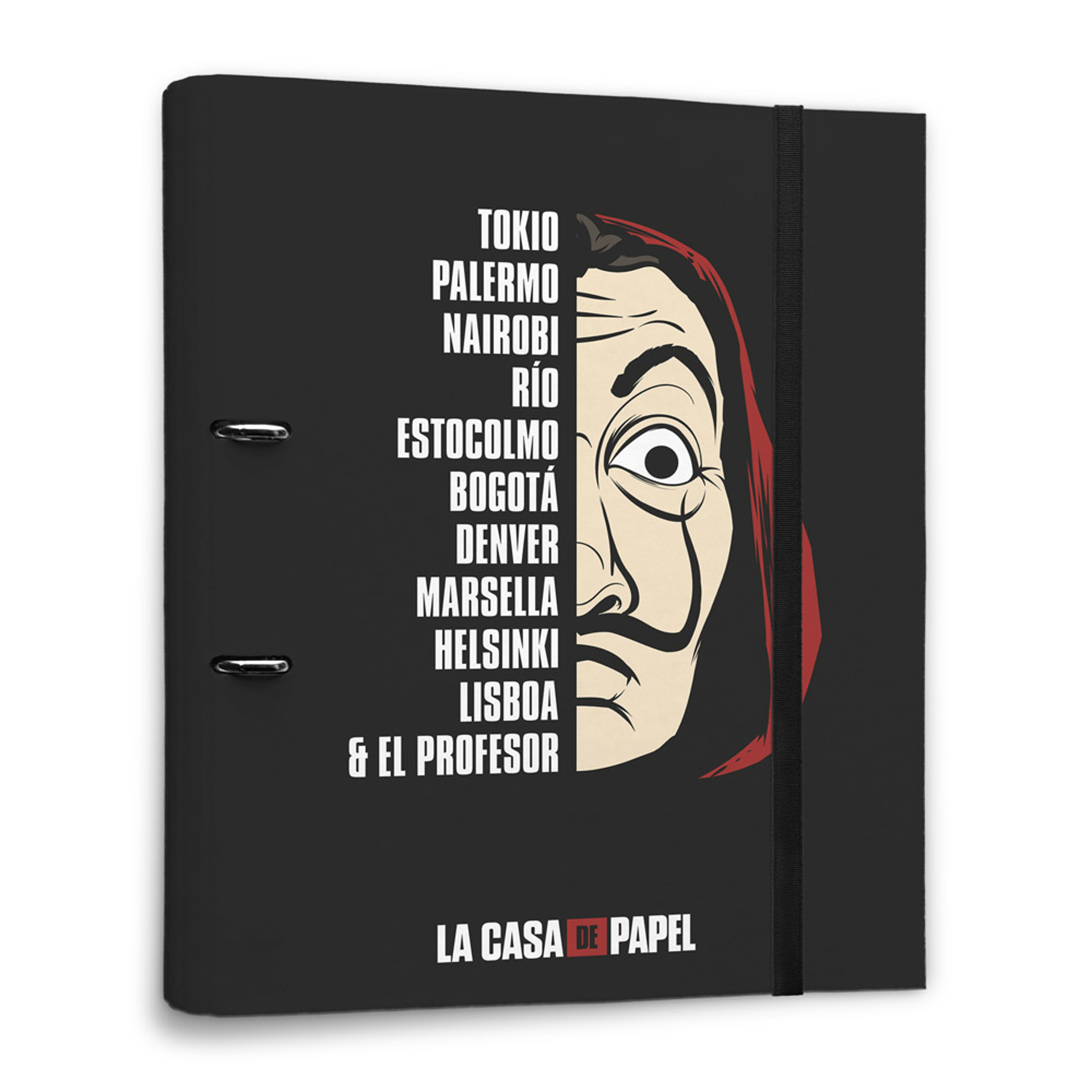 La Casa de Papel - Classeur Premium à 2 anneaux avec élastique - flash vidéo