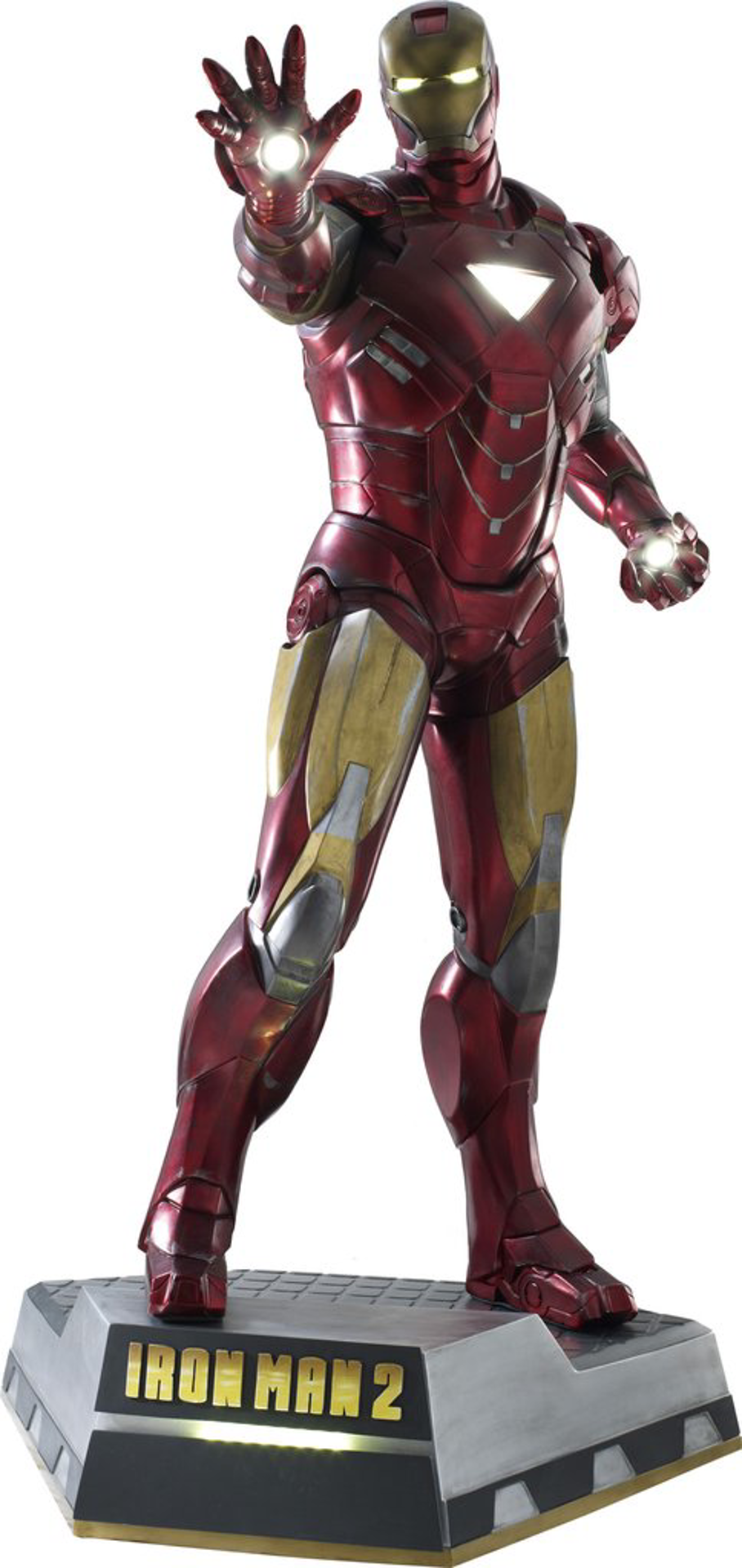 Iron Man 2 - Statue taille réelle Iron Man version Battlefield (Eclairage LED et base inclus) - flash vidéo