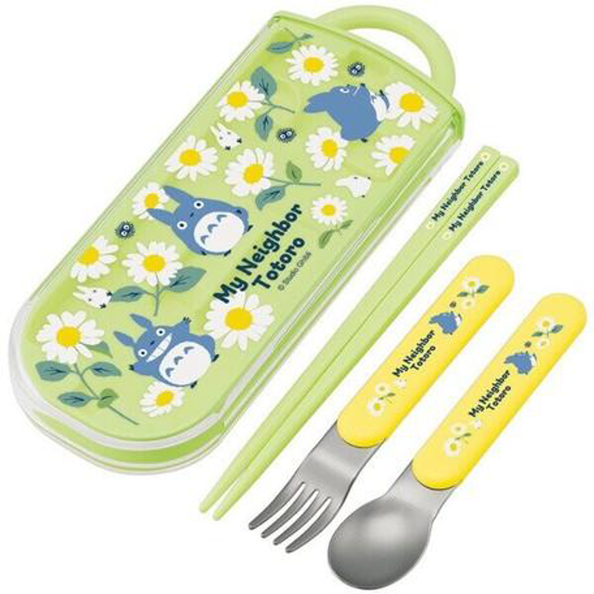 Mon Voisin Totoro - Set Baguettes Cuillère Fourchette Totoro Bleu Marguerites - flash vidéo