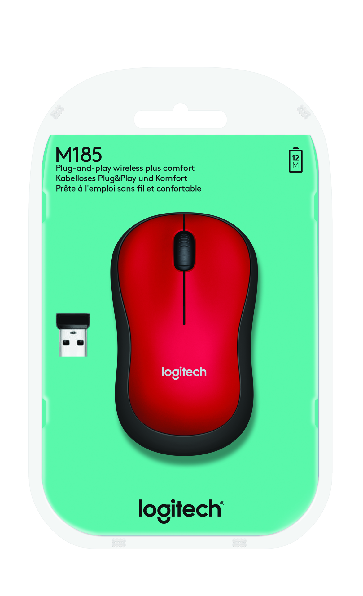 Logitech Souris sans fil M185 Rouge - flash vidéo