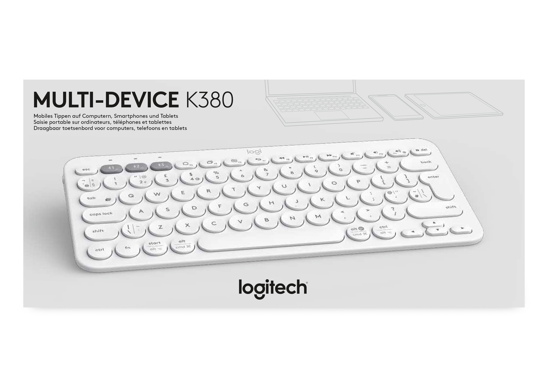 Logitech Clavier Bluetooth multi-appareils K380 Blanc Azerty FR - flash vidéo