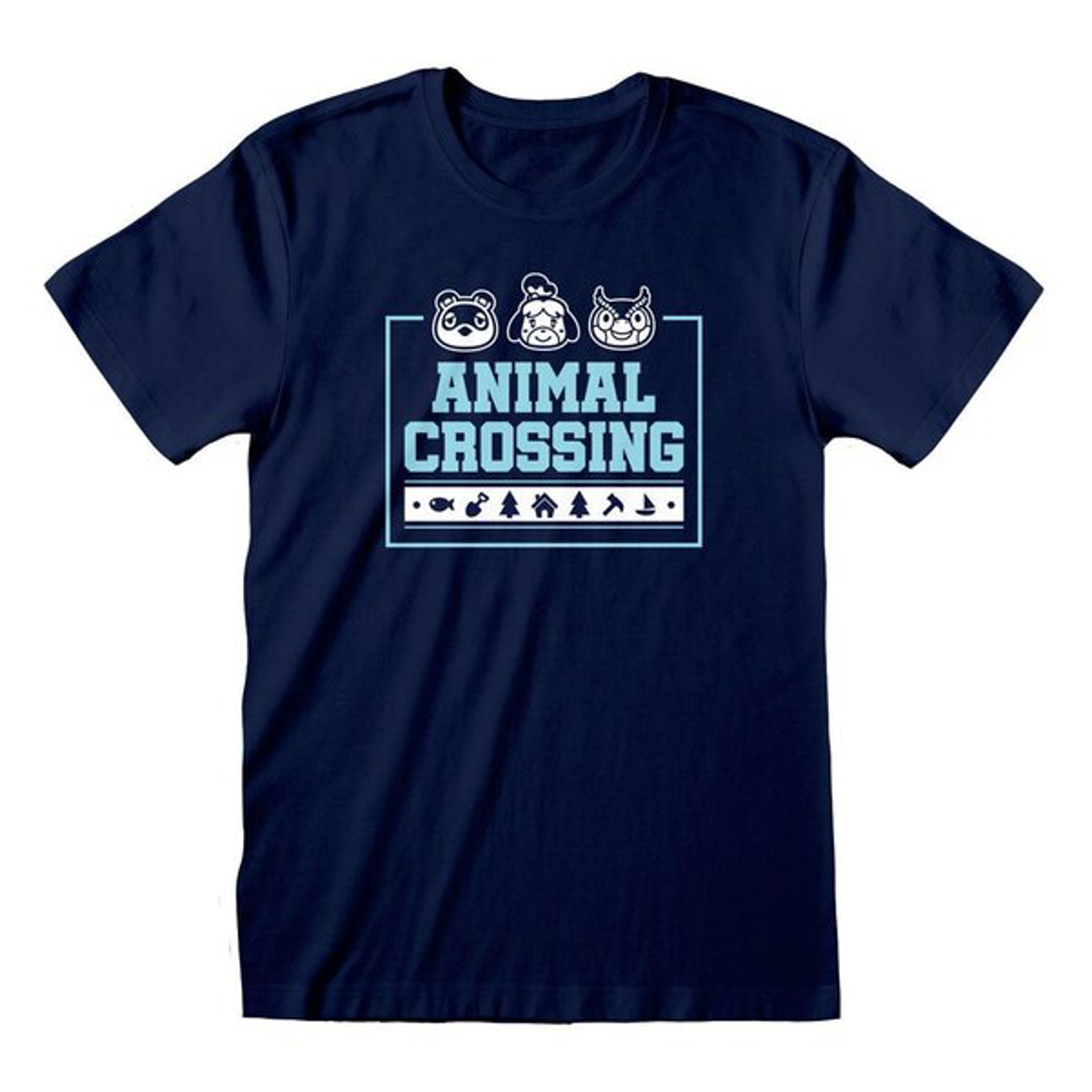 Nintendo - T-shirt unisexe Bleu Marine Animal Crossing Icônes de la boîte - M - flash vidéo