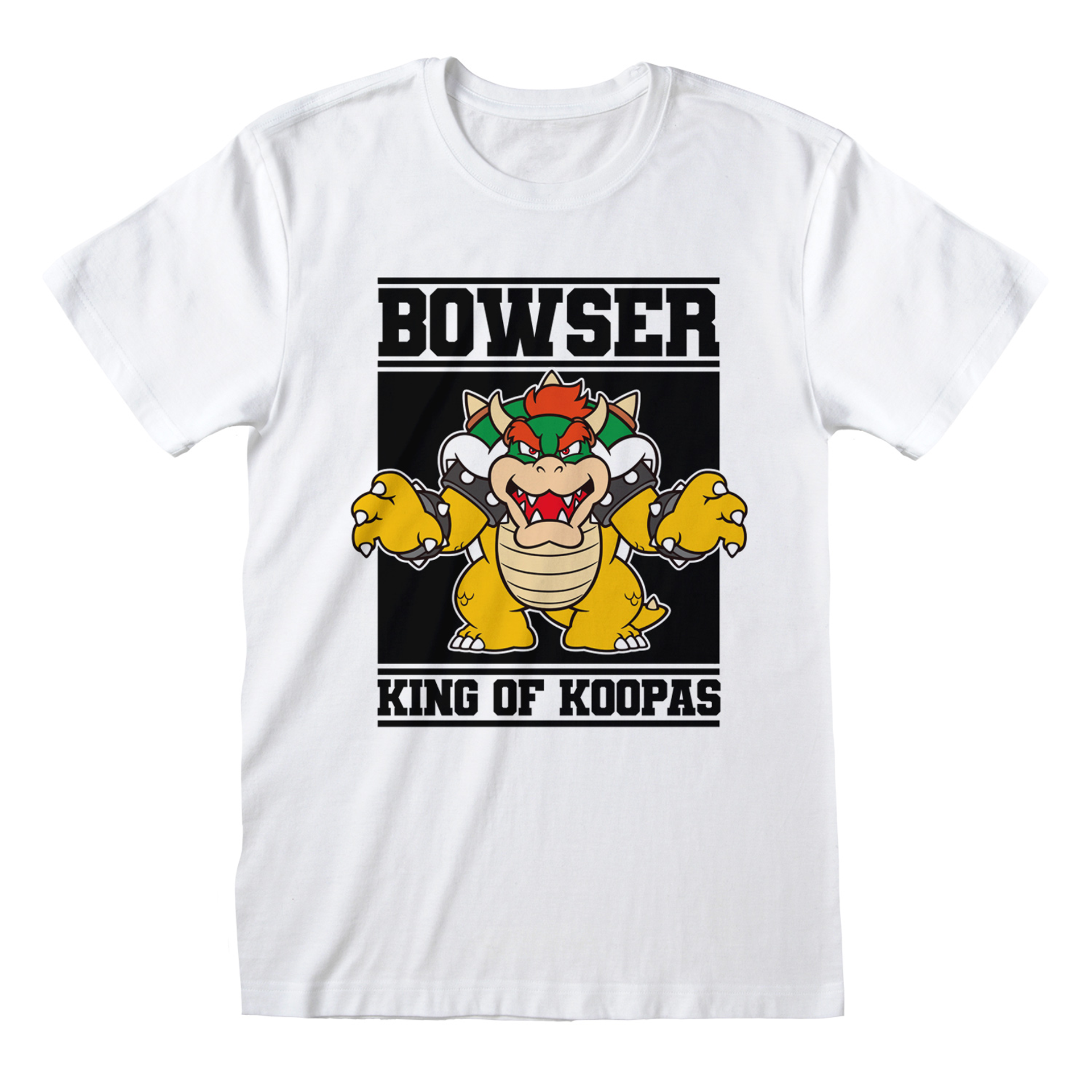 Nintendo - T-Shirt unisexe Blanc Super Mario Bowser Roi des Koopas - S - flash vidéo