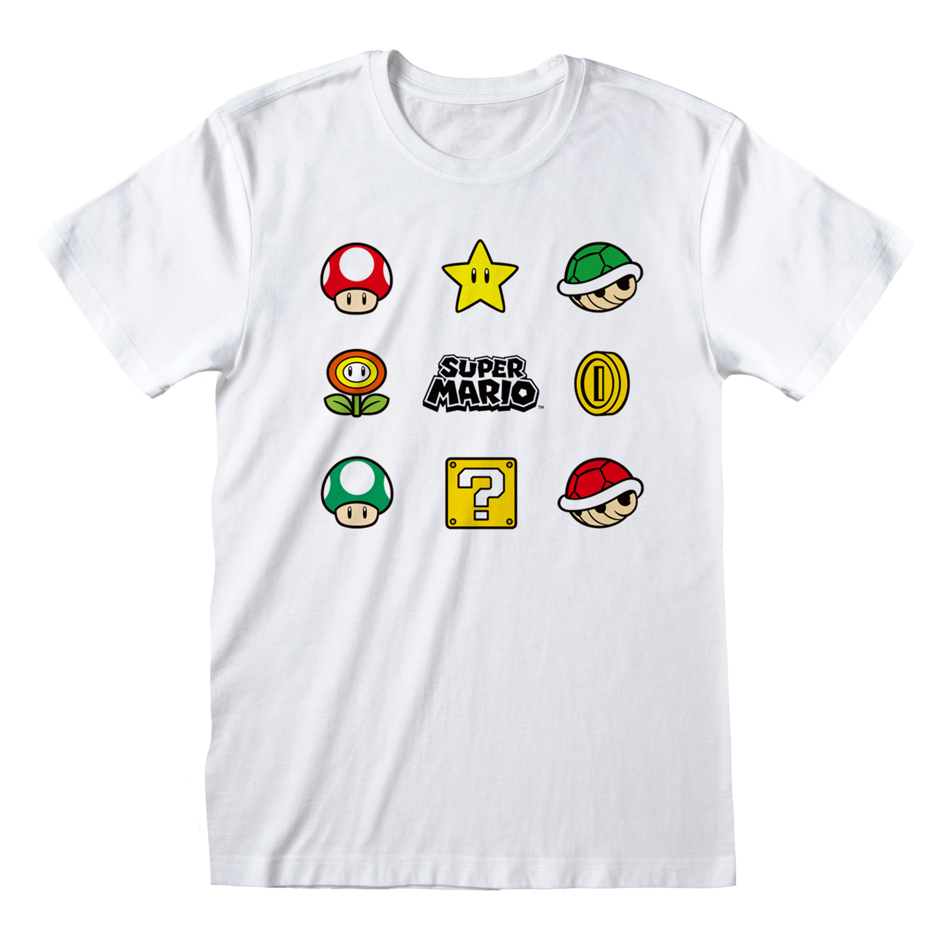 Nintendo - T-Shirt unisexe Blanc Super Mario Objets - M