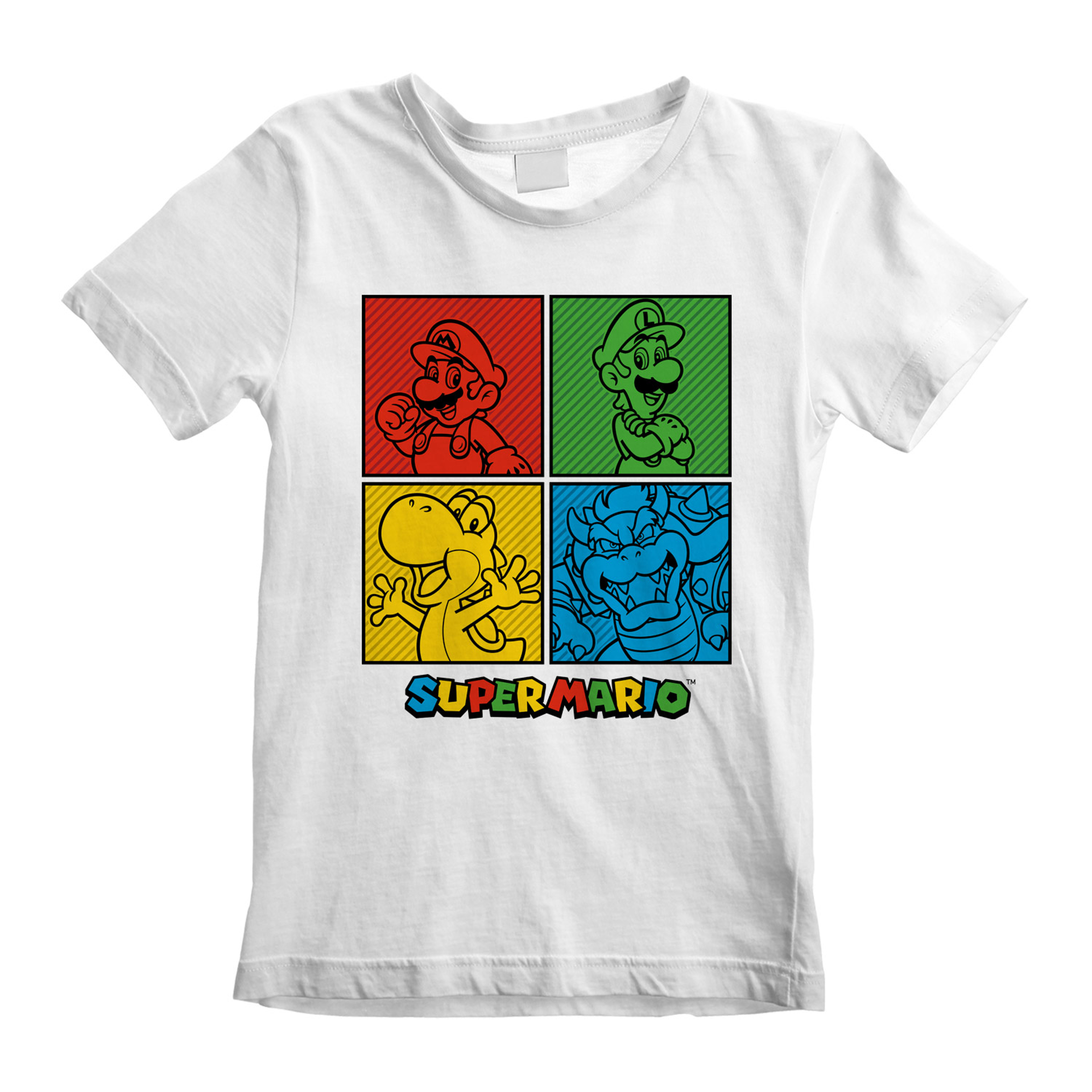 Nintendo - T-shirt Enfant Blanc Super Mario Carrés - 7-8 ans - flash vidéo
