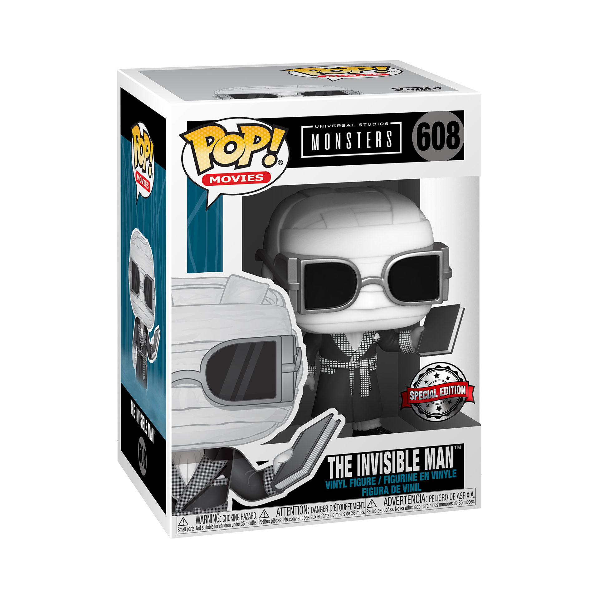 Funko Pop! Movies: Monsters - The Invisible Man (Black & White) - US Exclusive ENG Merchandising - flash vidéo