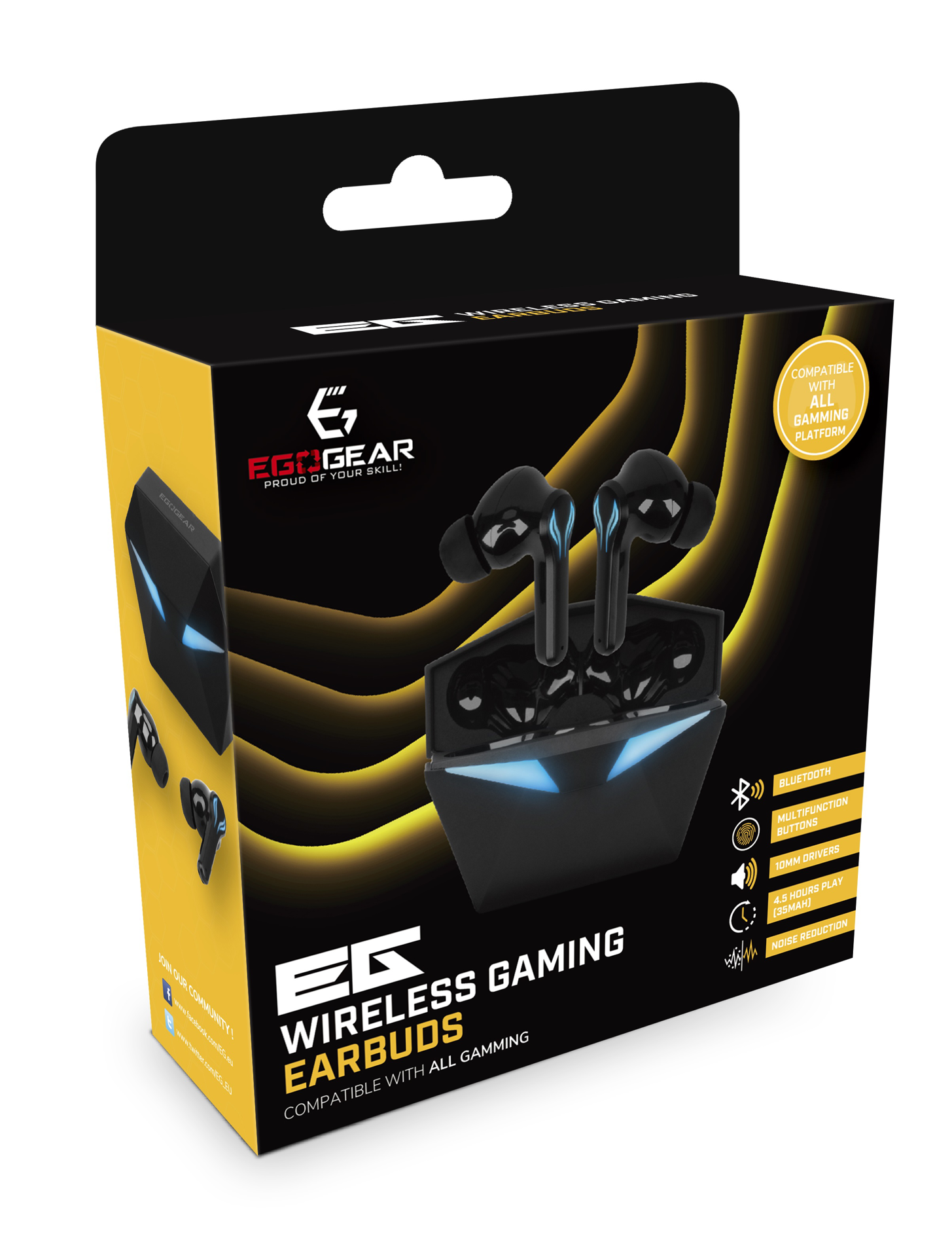 EgoGear - Écouteurs de jeu sans fil Bluetooth STW1 pour Switch, Switch Lite, Switch OLED, Portable et Mobile