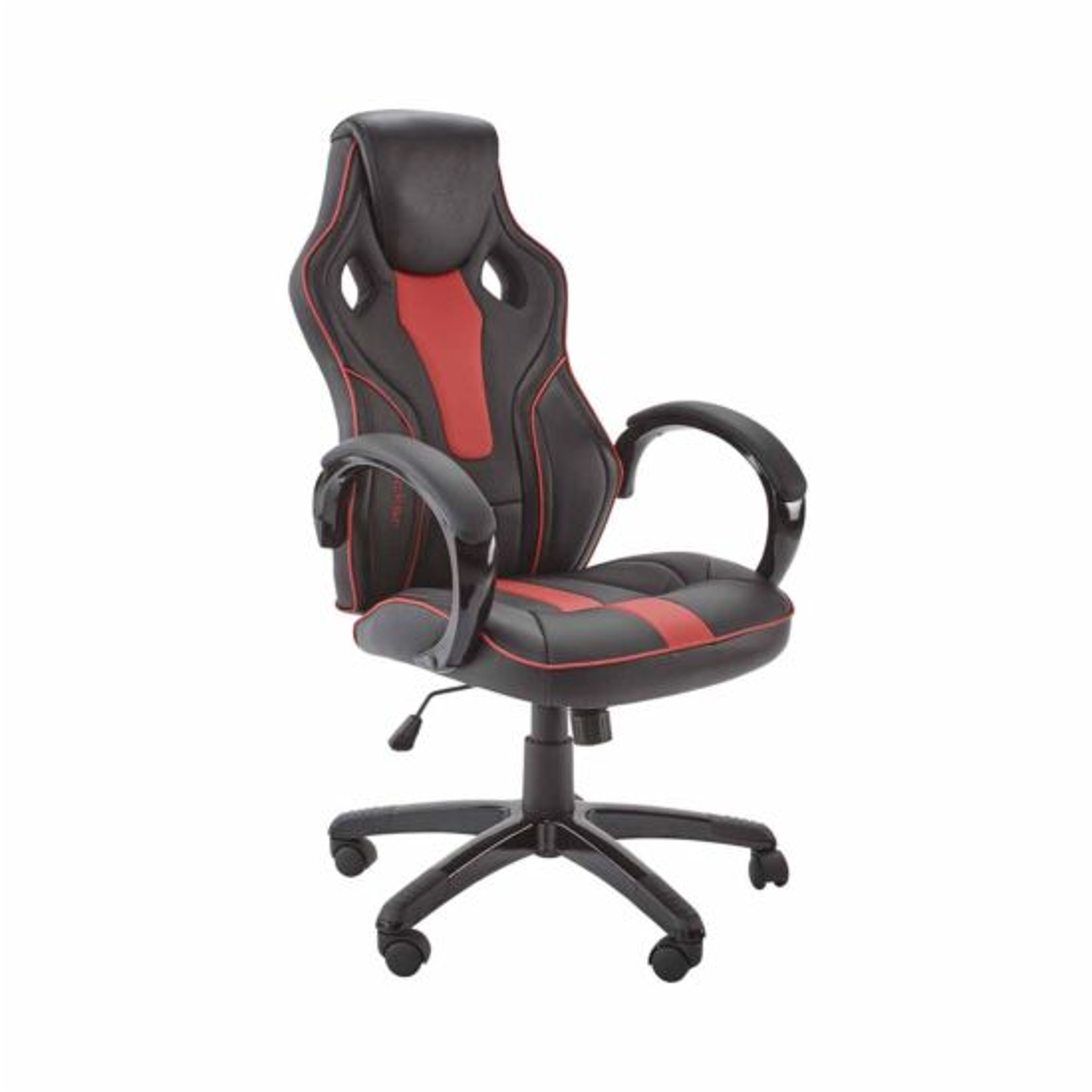 X Rocker - Maverick Height Adjustable Black & Red Office Gaming Chair with Natural Lumbar support