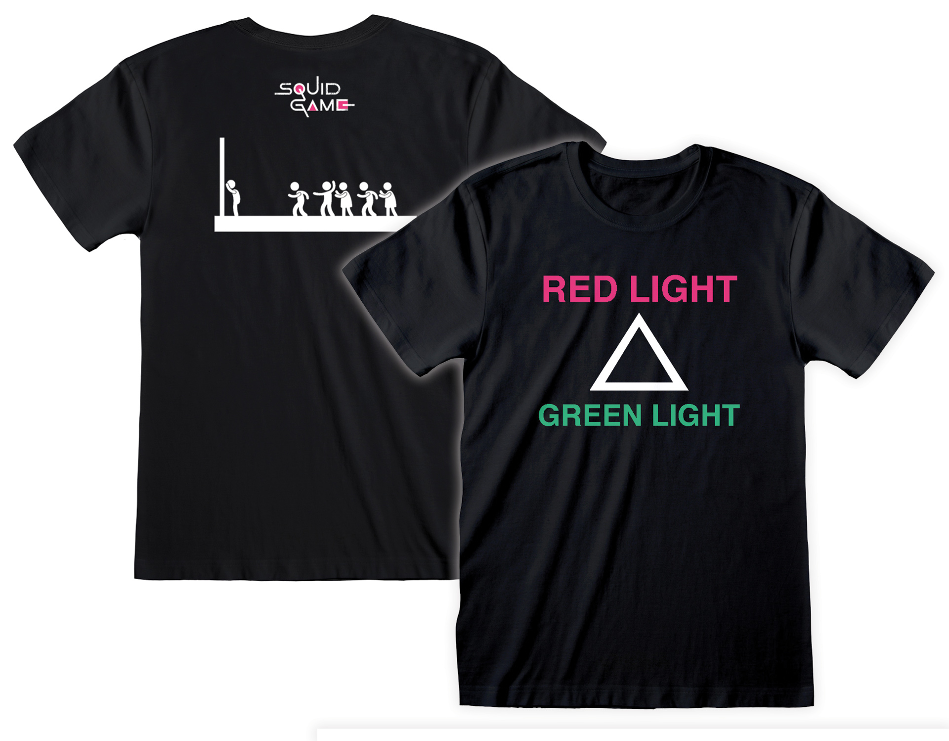 Squid Game - T-shirt unisexe Noir Lumière Rouge Lumière Verte avec impression au dos - XXL - flash vidéo