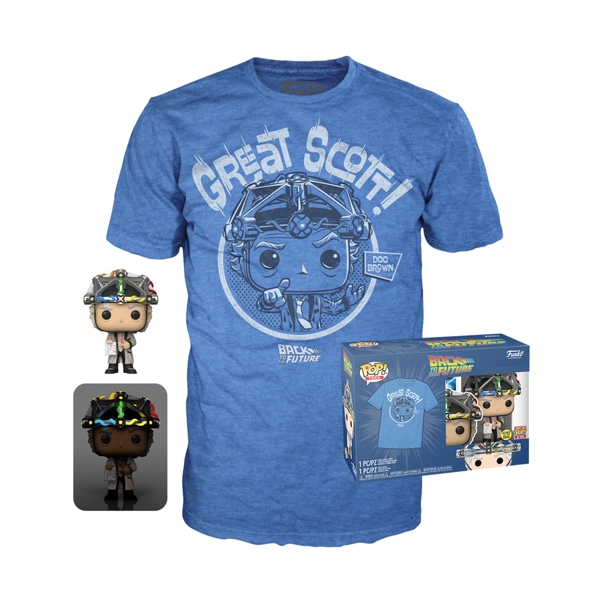 Funko Pop! & Tee: Back To The Future - Doc with Helmet (Glow in the Dark) - L - flash vidéo