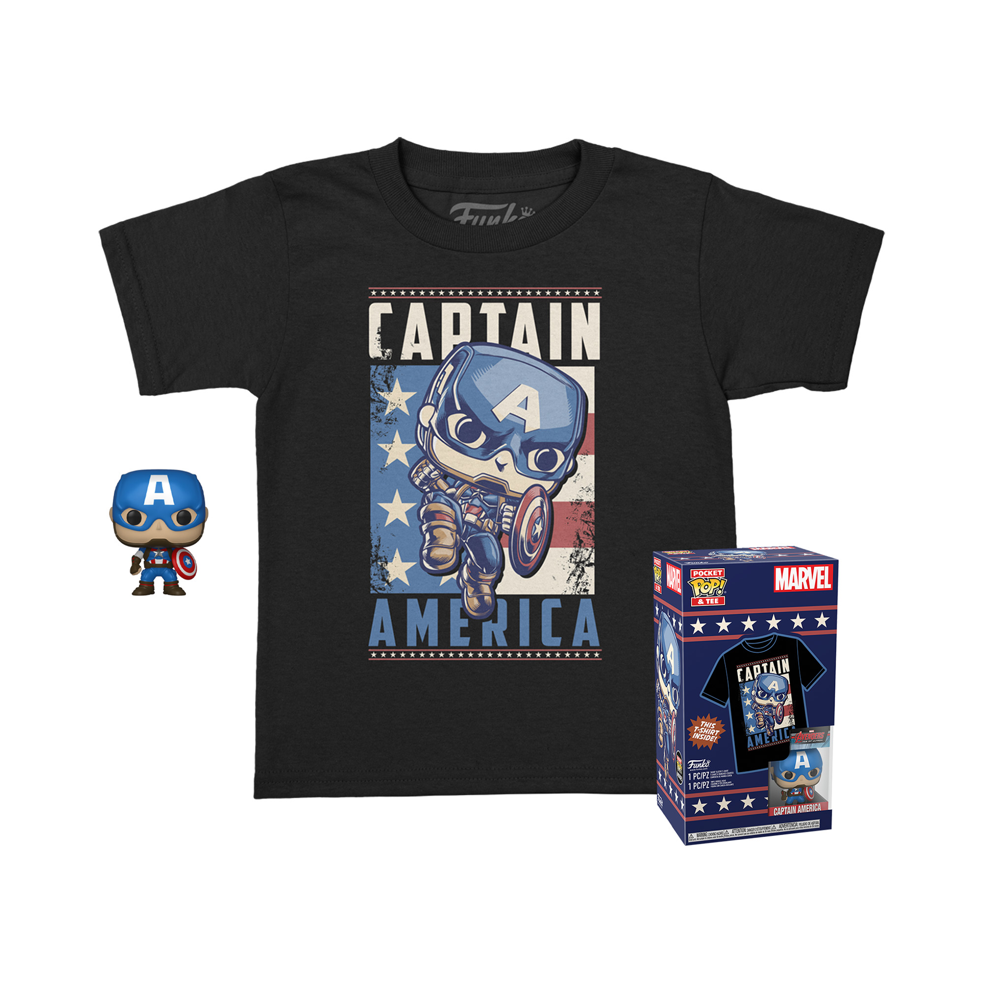 Funko Pocket Pop! & Tee: Marvel - Captain America - Kids S