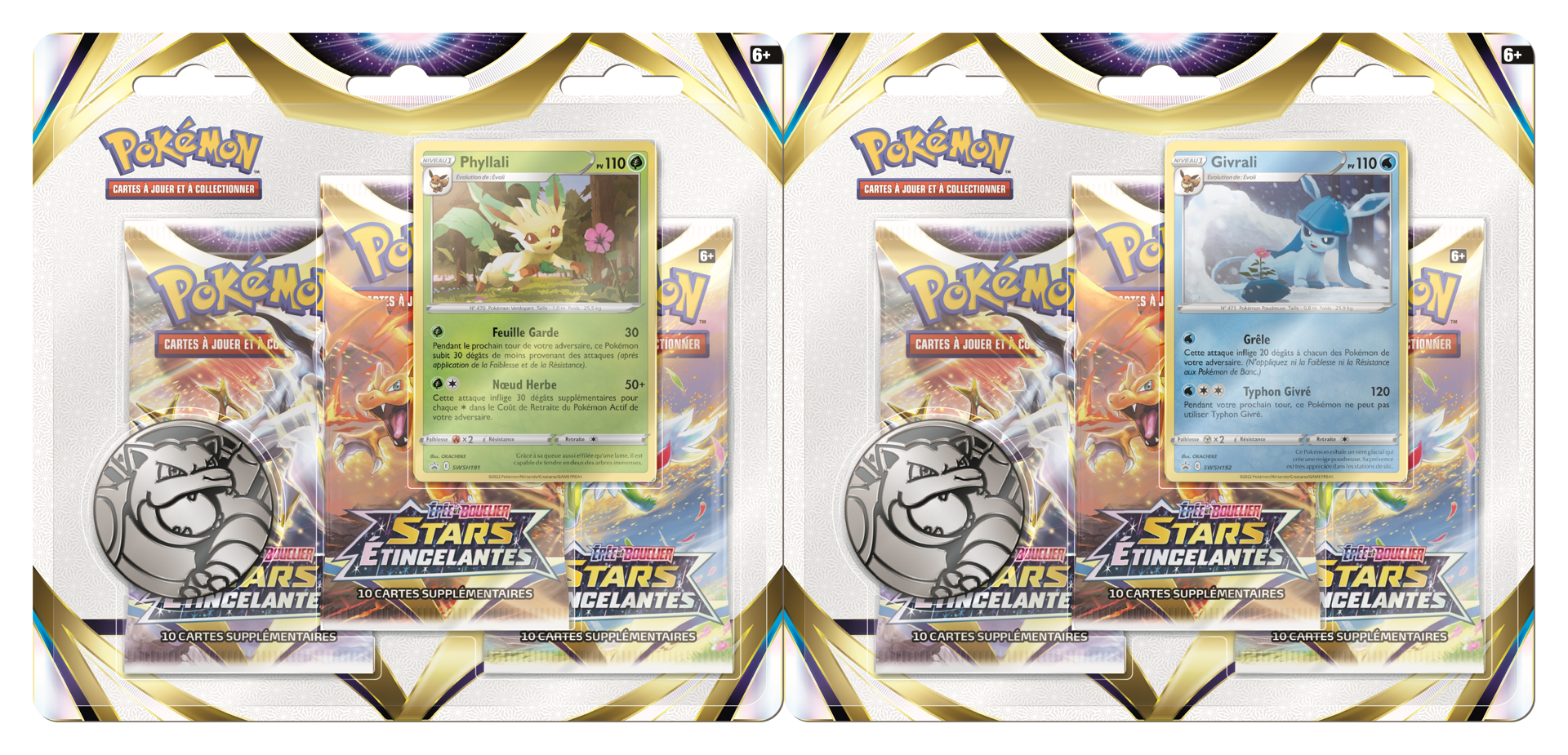 Pokémon JCC - Epée et Bouclier - Pack de 3 Boosters Stars Étincelantes Givrali et Phyllali (1x Blister aléatoire) - flash vidéo