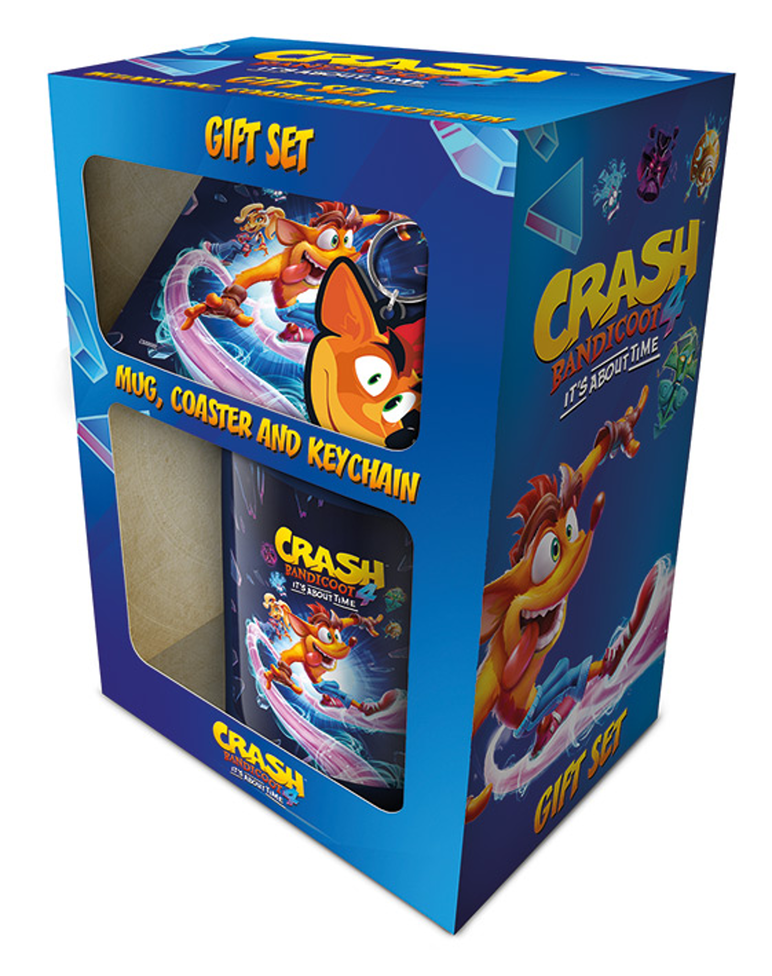 Crash Bandicoot 4 - Coffret cadeau : tasse, sous-verre et porte-clés "About Time"