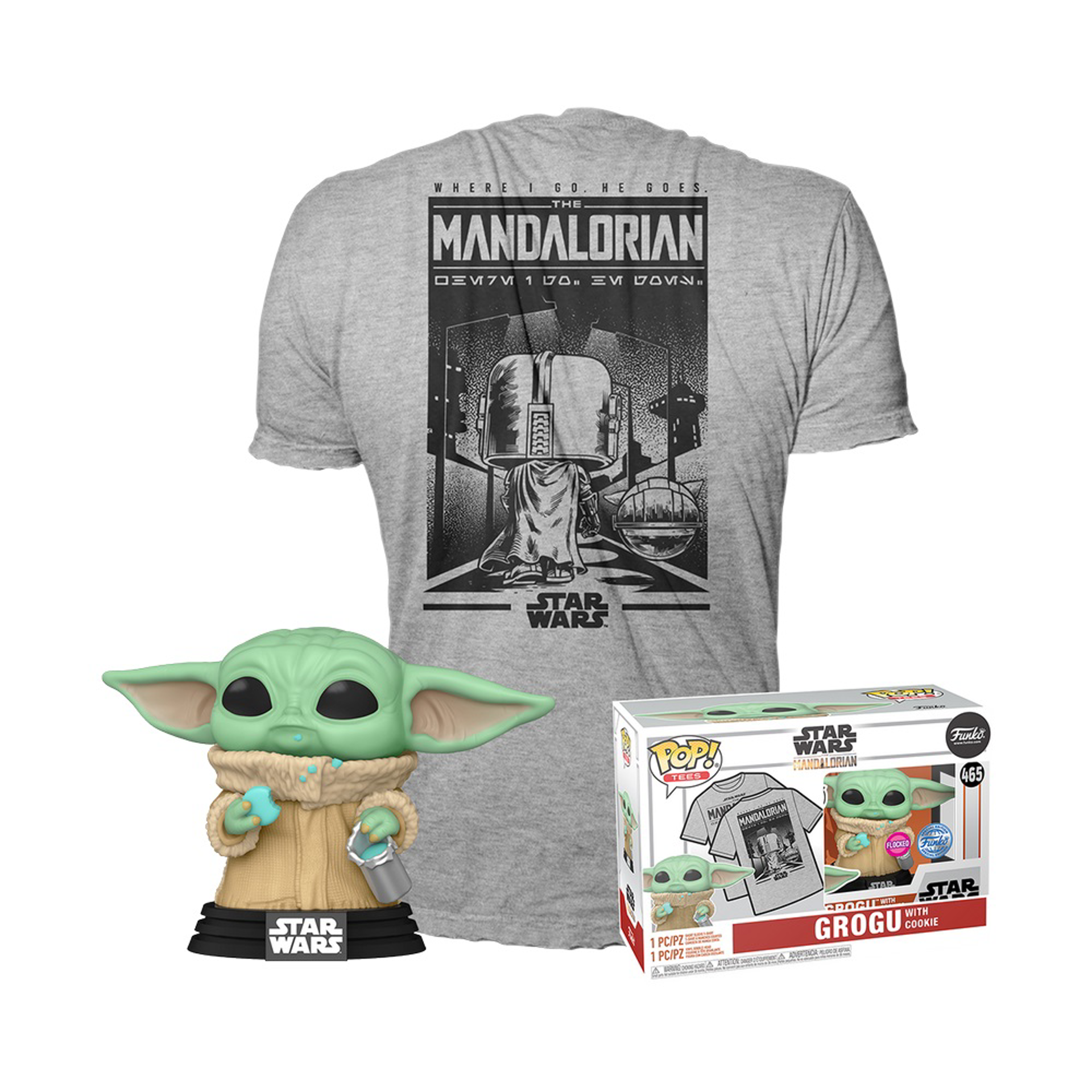 Funko Pop! & Tee: Star Wars: The Mandalorian - Grogu with Cookie - L - flash vidéo