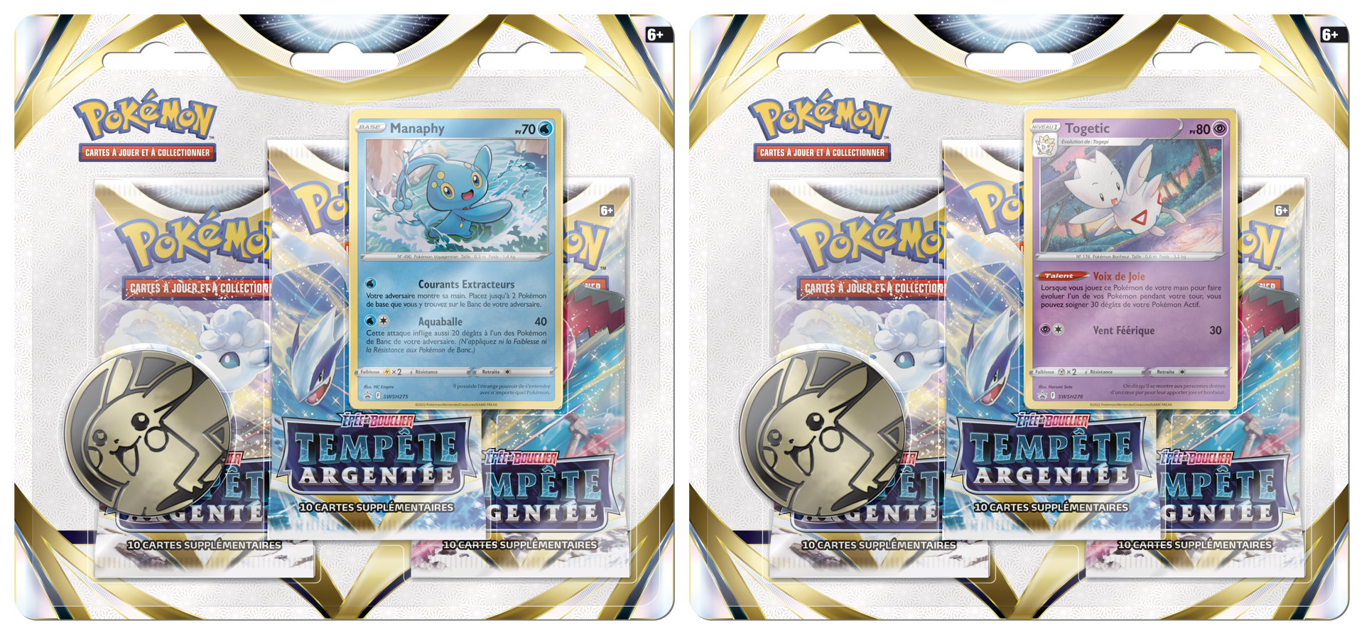 Pokémon JCC - Epée et Bouclier - Pack Blister de 3 Boosters Tempête Argentée Manaphy & Togetic (1 Blister aléatoire) - flash vidéo