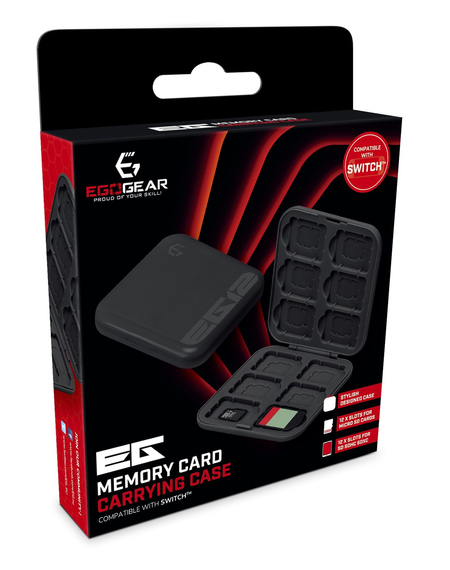 EgoGear - Boîtier de transport de cartouches de jeu et cartes mémoires SPR25 noire pour Nintendo Switch, Switch Lite et Switch OLED