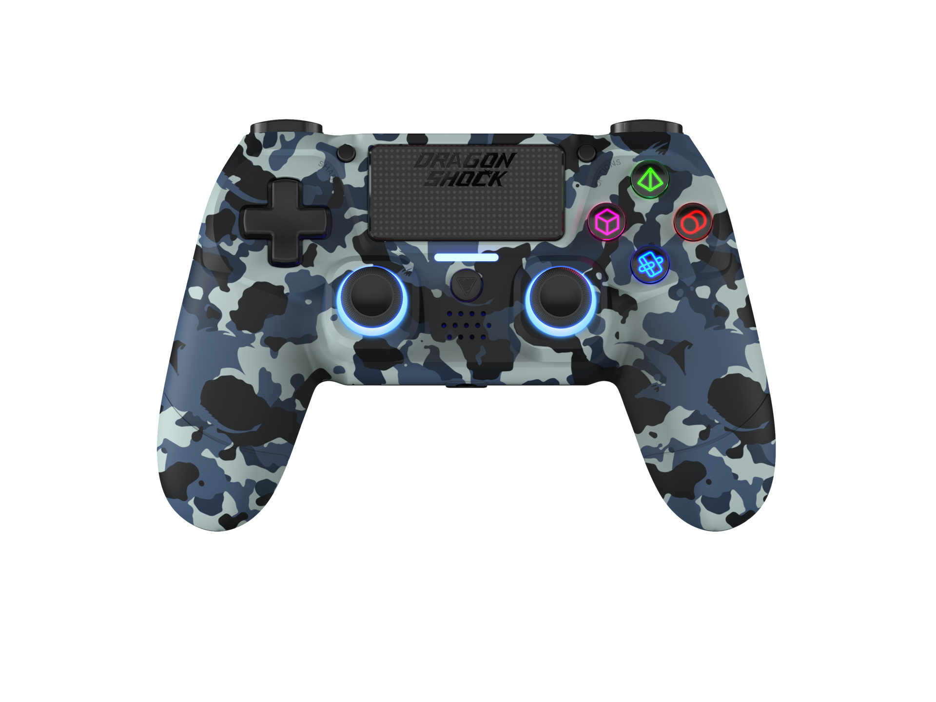 DragonShock - Manette sans fil Bluetooth MIZAR Bleu Camouflage pour PS4, PC et Mobile