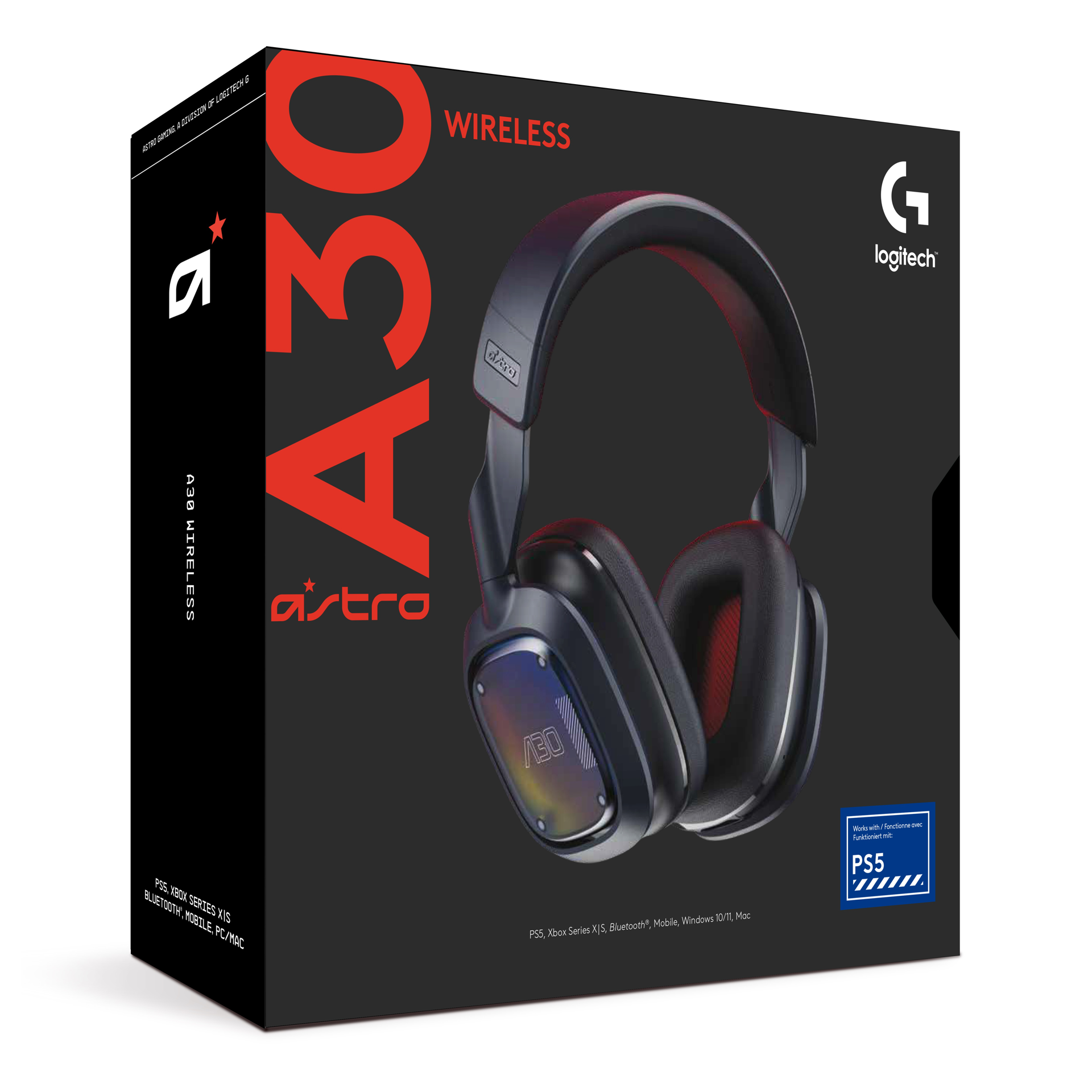 Astro - Casque de jeu sans fil Logitech G Astro A30 Navy PS pour PC/Mac, PS5, Xbox Series X|S, Switch et Mobile - flash vidéo