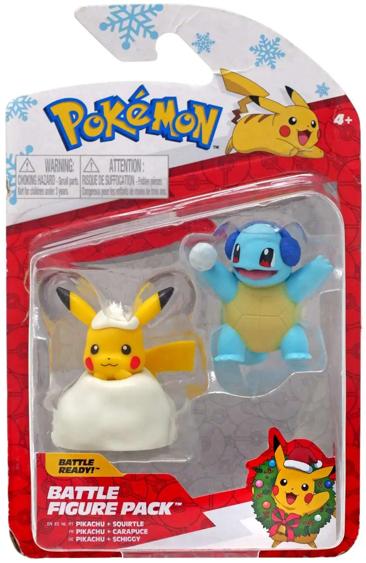 Pokémon - Pack de 2 figurines de combat Pikachu + Carapuce Edition "Hiver"
