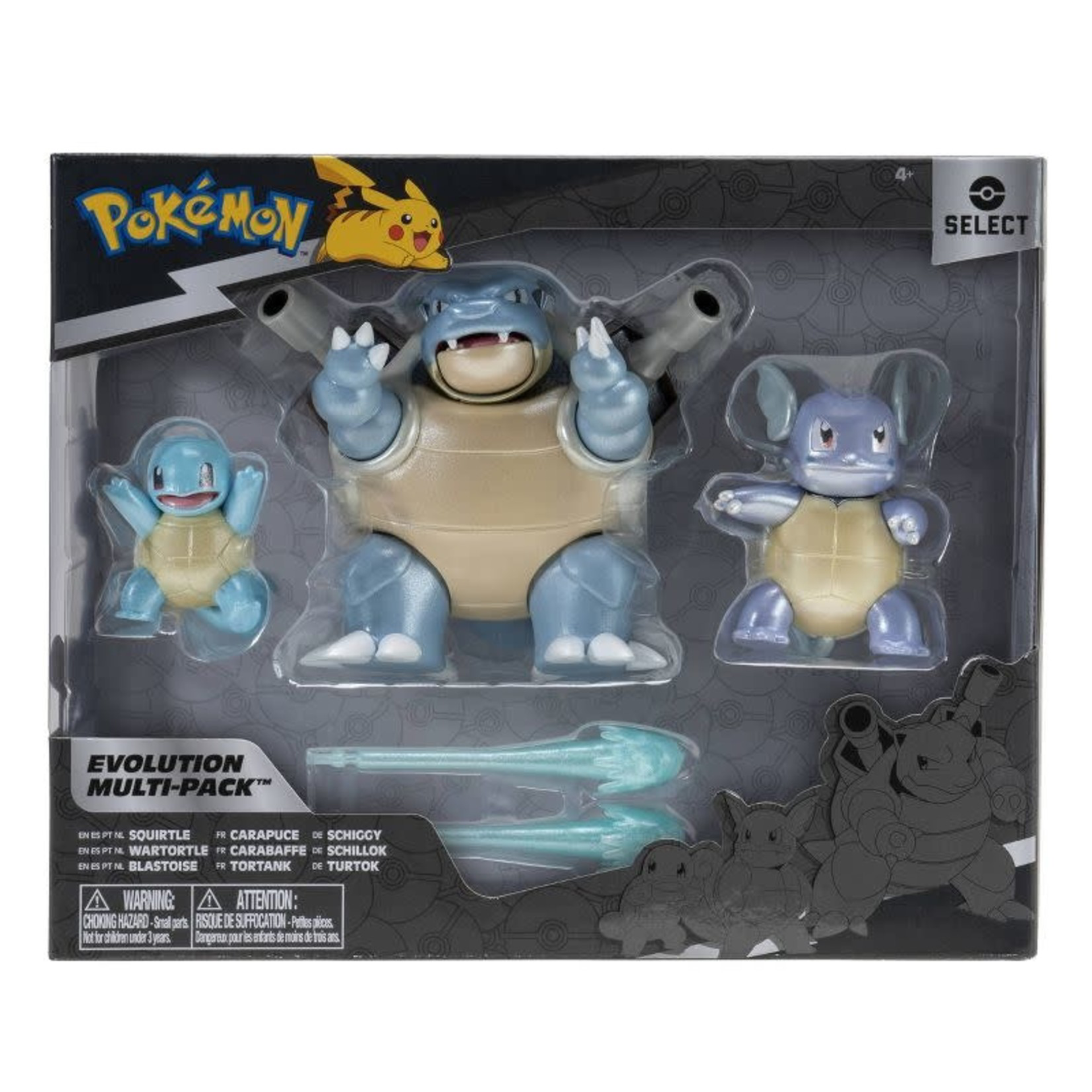 Pokémon - Set de figurines de combat Evolution Carapuce + Carabaffe + Tortank - flash vidéo