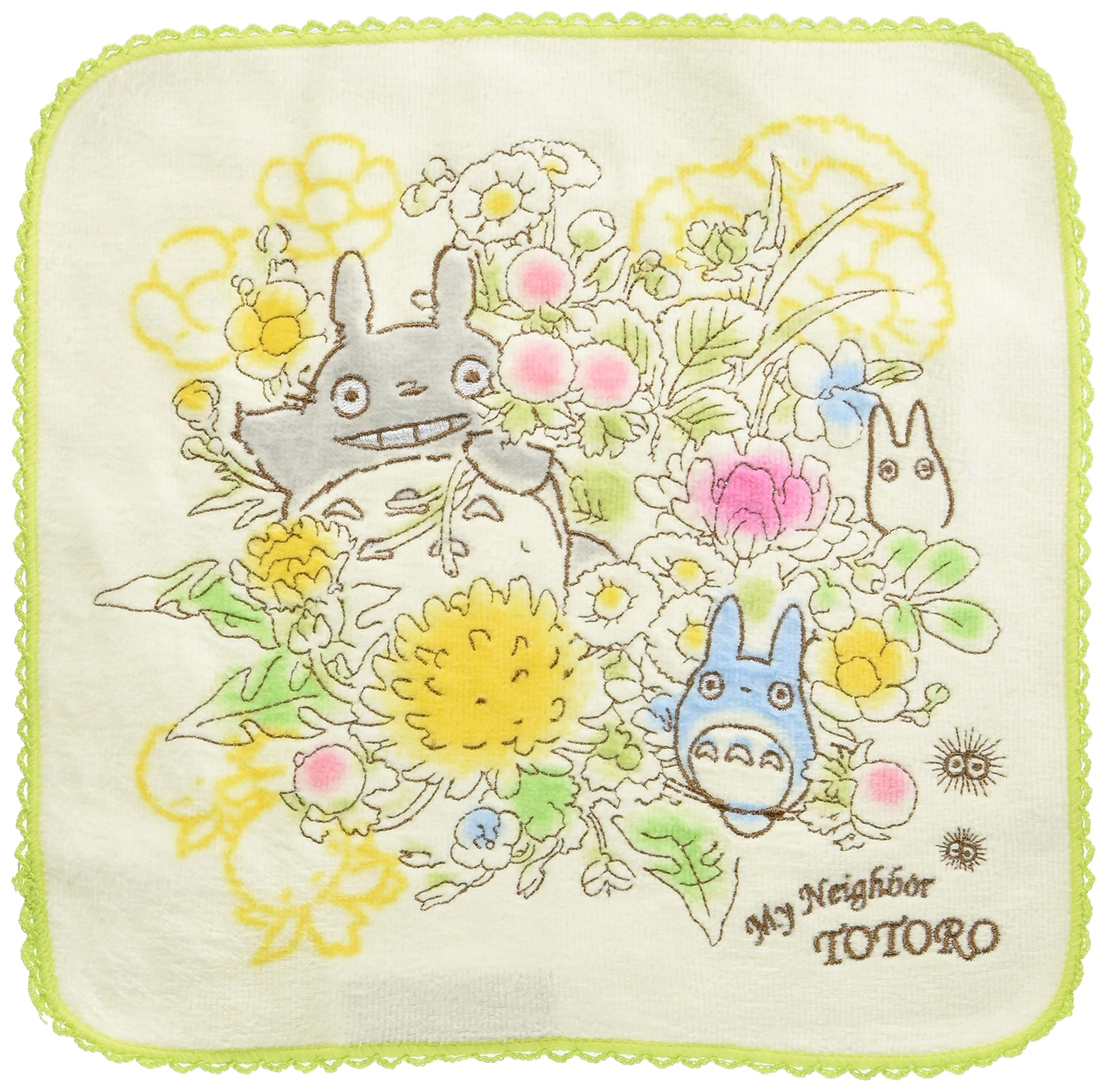 Ghibli - Mon voisin Totoro - Essuie-mains brodé Bouquet de fleurs printanières 25x25cm