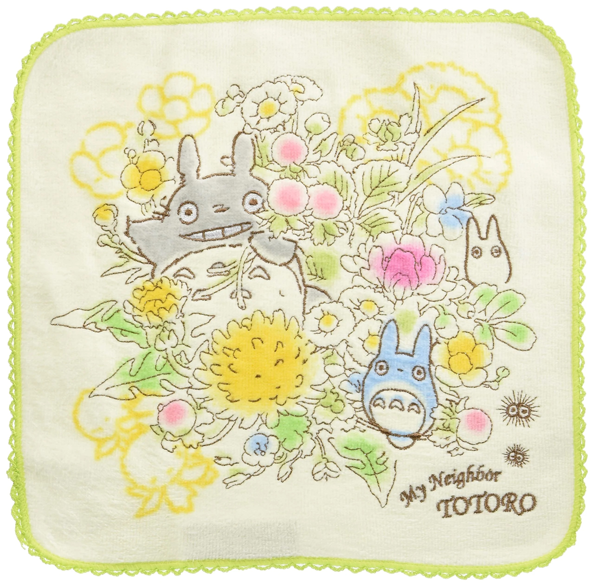 Ghibli - Mon voisin Totoro - Essuie-mains brodé Bouquet de fleurs printanières 25x25cm - flash vidéo