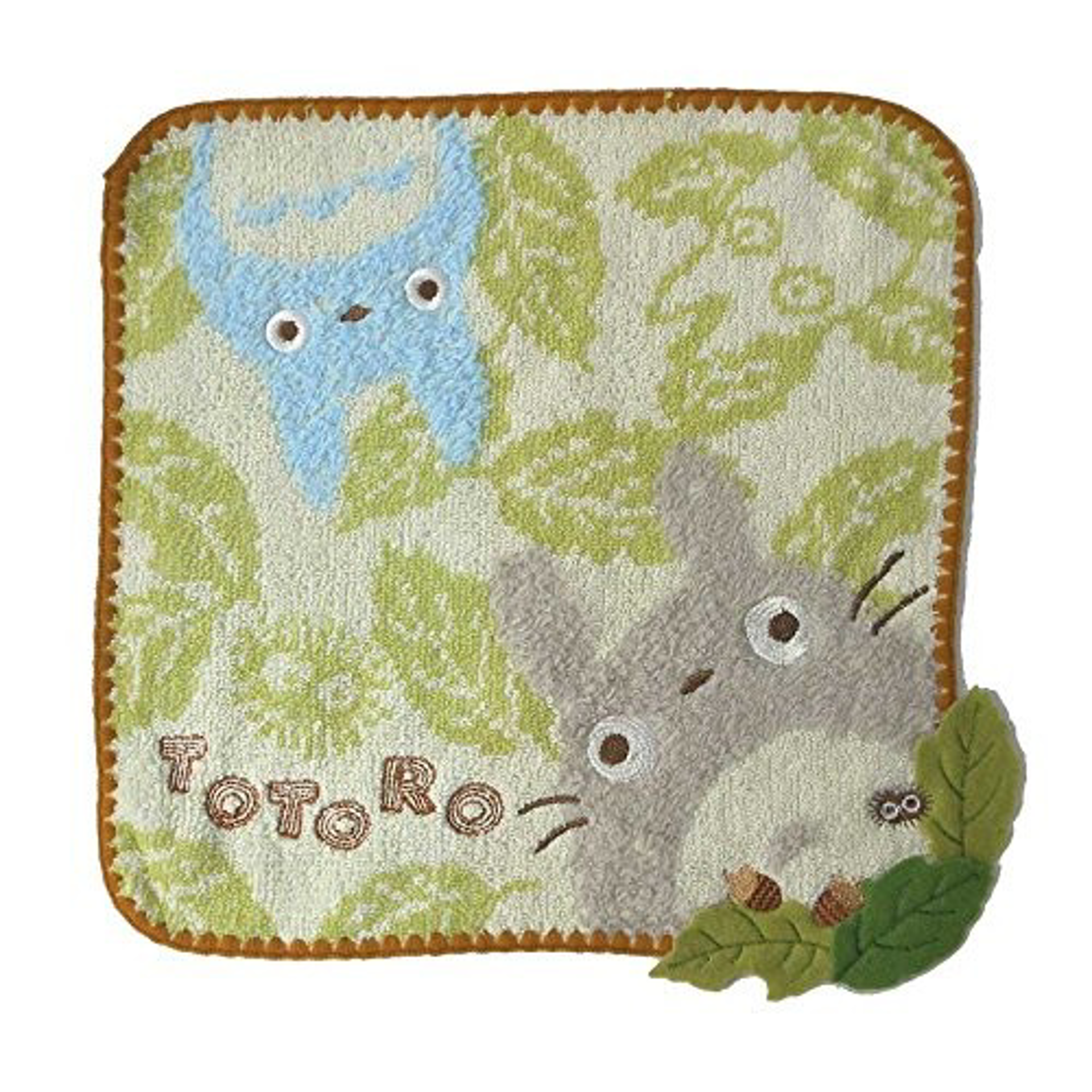 Ghibli - Mon voisin Totoro - Essuie-mains brodé Feuilles de chêne 25x25cm - flash vidéo