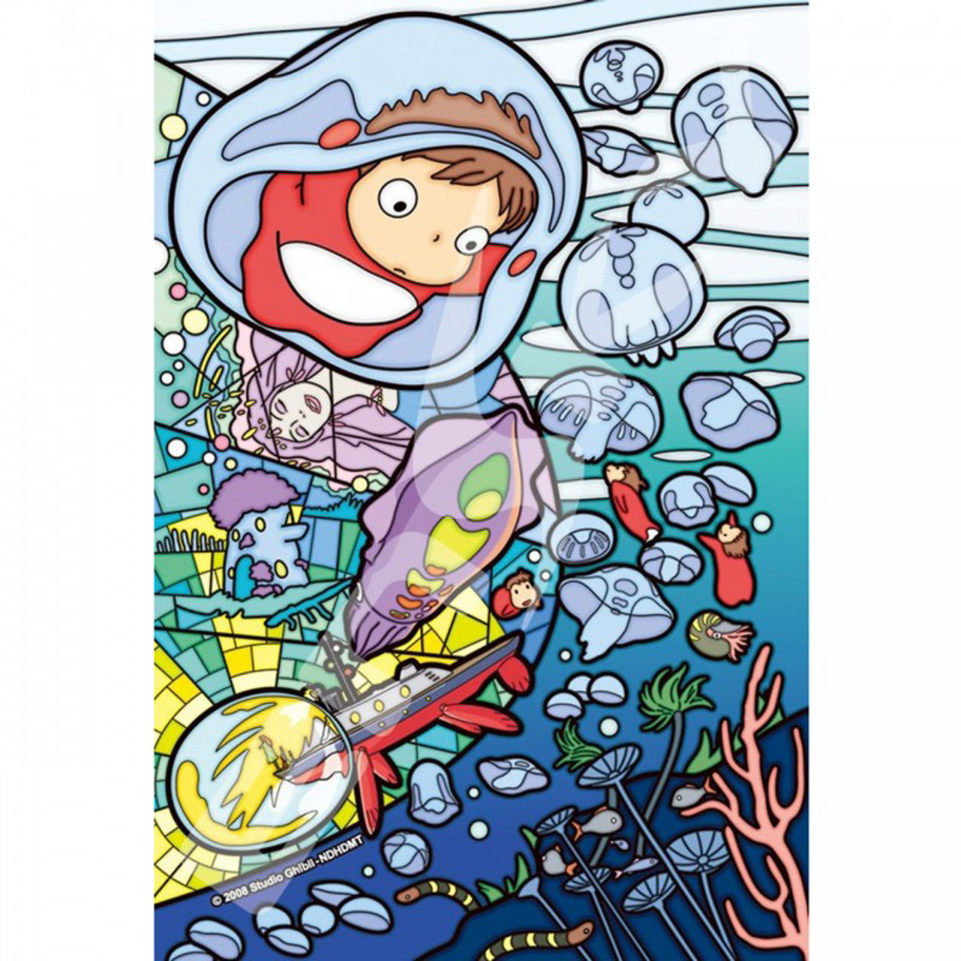 Ghibli - Ponyo sur la falaise - Puzzle effet vitrail Ponyo sous la mer 126pcs - flash vidéo