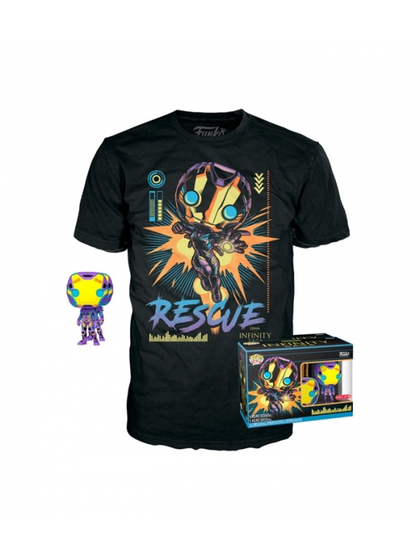 Funko Pop! & Tee: Marvel - The Infinity Saga - Rescue (Blacklight) - L - flash vidéo