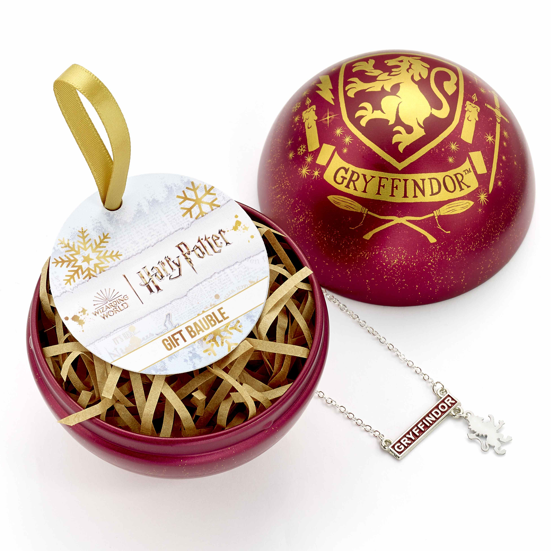 Harry Potter - Boule de Noël Gryffondor avec collier de la maison