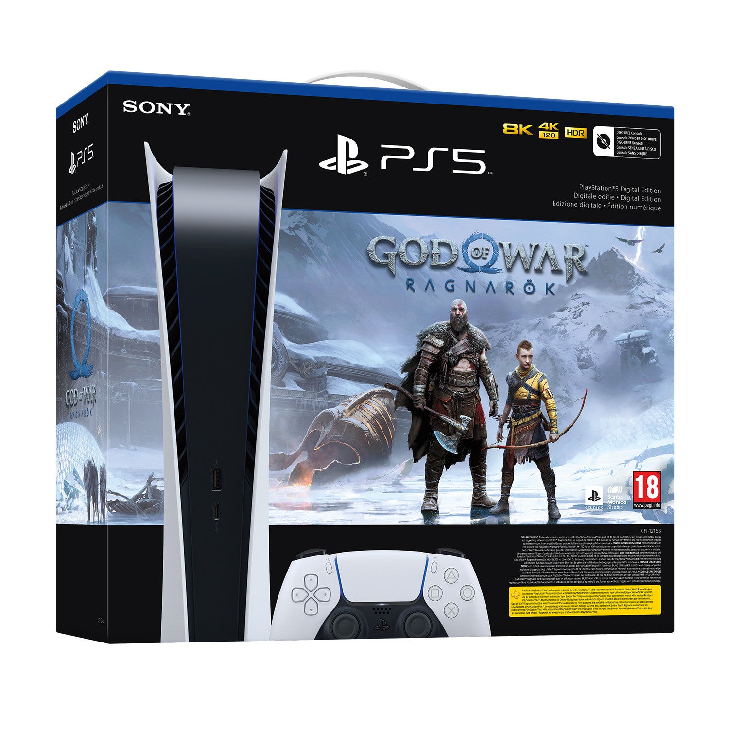 PlayStation 5 Digital Edition White + God of War Ragnarök Voucher
