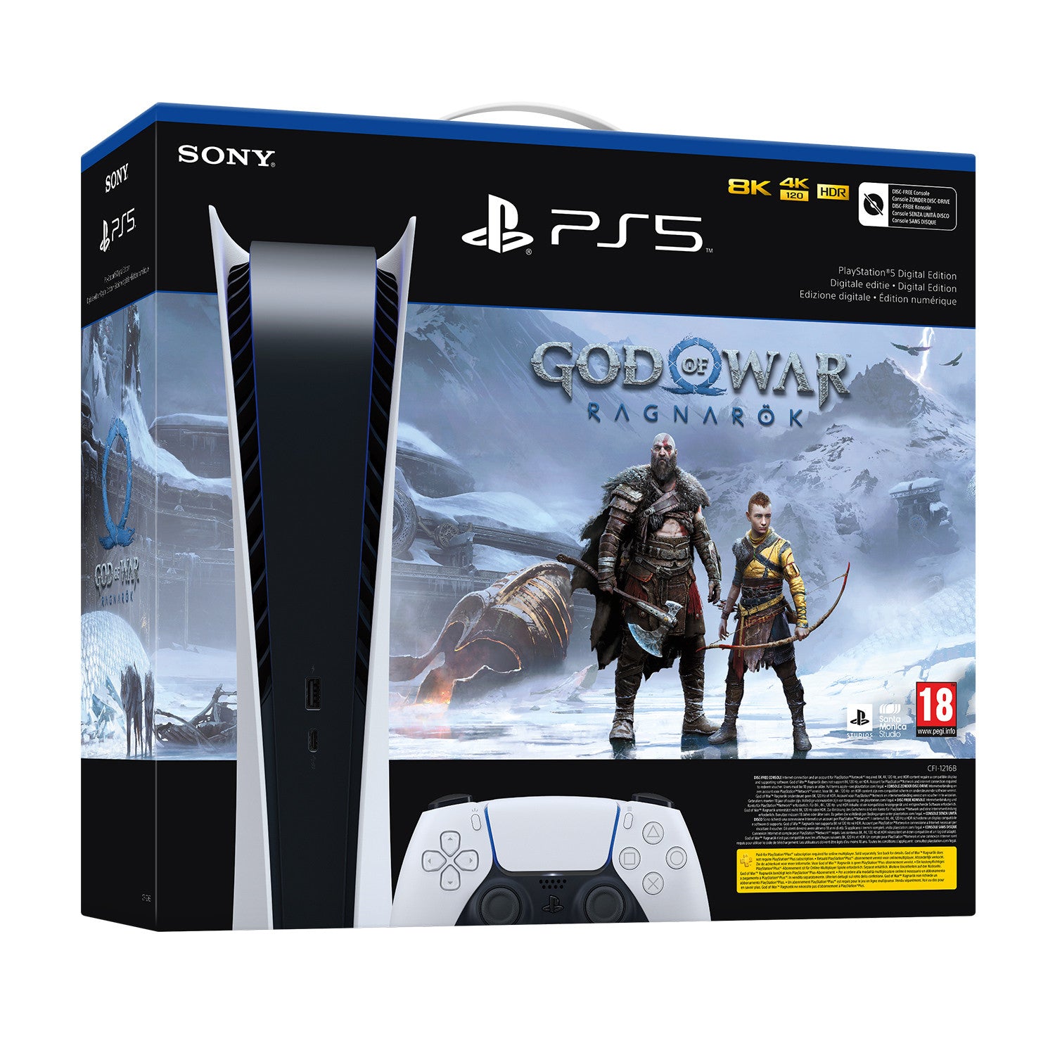 PlayStation 5 Digital Edition White + God of War Ragnarök Voucher - flash vidéo