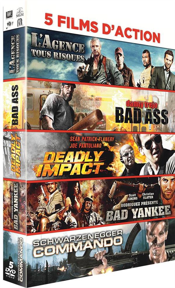 Coffret 5 Films D'action : L'agence Tous Risques  Bad Ass  Deadly Impact  Bad Yankee  Commando [DVD]