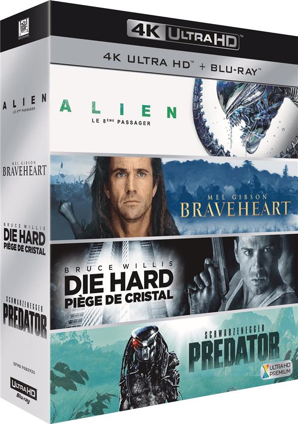 4K Cultes : Alien + Braveheart + Piège de cristal + Predator [4K Ultra HD]