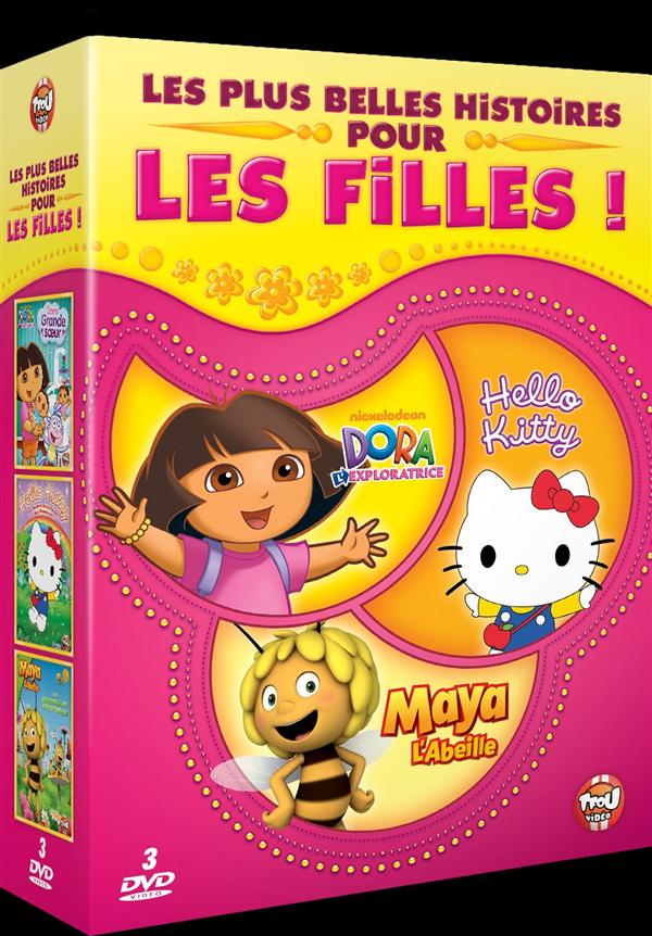 Coffret Les Plus Belles Histoires Pour Les Filles : Dora L'exploratrice Hello Kitty Maya L'abeille [DVD] - flash vidéo
