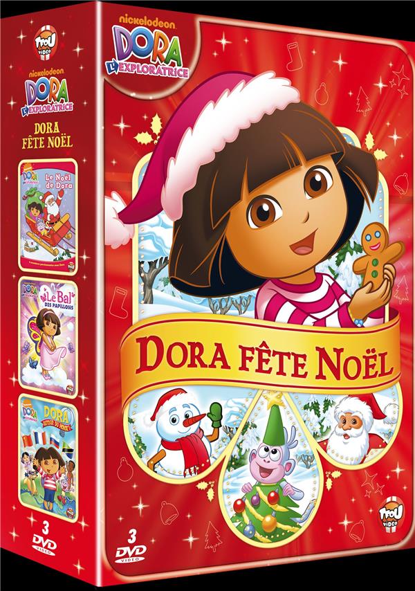 Coffret Dora L'exploratrice Fête Noël 3 Films : Le Noël De Dora Le Bal Des Papillons Dora Autour Du Monde [DVD] - flash vidéo