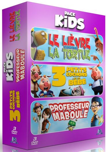 Pack Kids : 3 Cochons Et Un Bébé Le Lièvre Et La Tortue Professeur Maboule [DVD] - flash vidéo