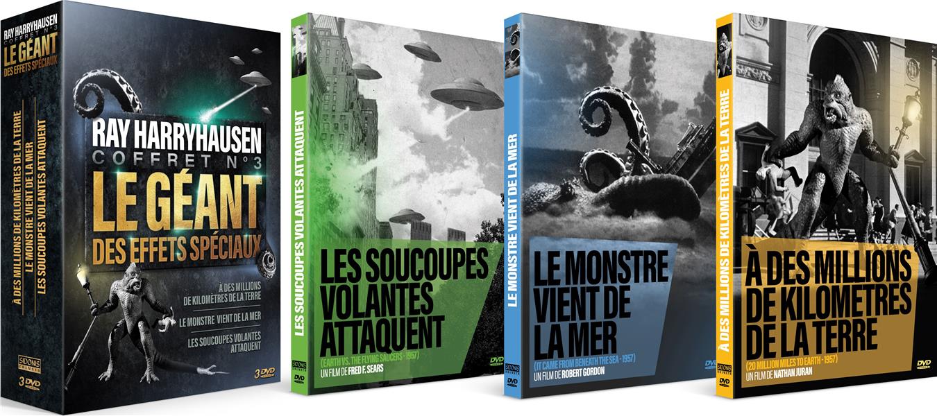 Ray Harryhausen - Coffret n° 3 : Le Monstre vient de la mer + Les Soucoupes volantes attaquent + À des millions de kilomètres de la terre [DVD] - flash vidéo