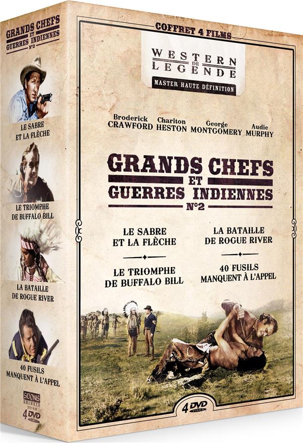 Grands chefs et guerres indiennes - Coffret : Le Sabre et la flèche + Le Triomphe de Buffalo Bill + La Bataille de Rogue River + 40 fusils manquent à l'appel [DVD] - flash vidéo