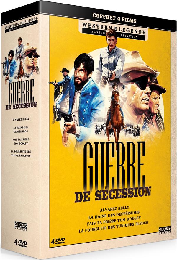 Guerre de Sécession - Coffret : Alvarez Kelly + La Haine des Desperados + Fais ta prière Tom Dooley + La Poursuite des tuniques bleues [DVD] - flash vidéo