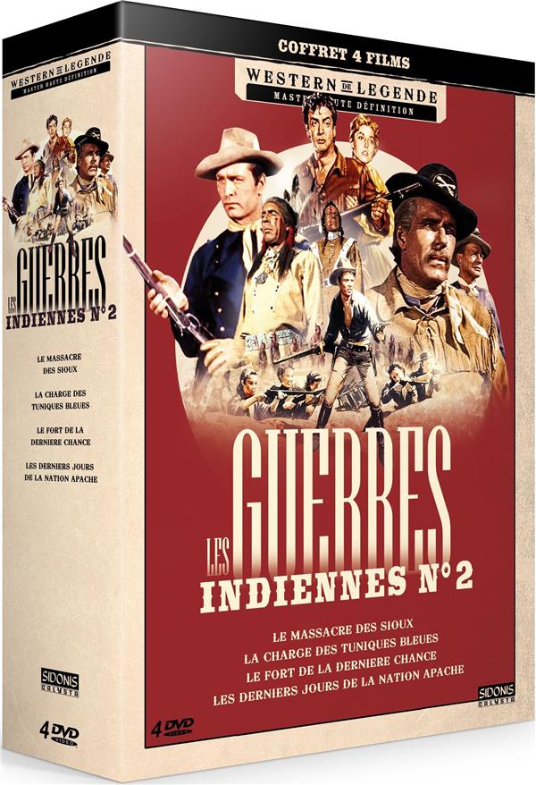 Les Guerres indiennes n°2 - Coffret : Le Massacre des Sioux + La Charge des tuniques bleues + Le Fort de la dernière chance + Les Derniers jours de la nation apache [DVD] - flash vidéo