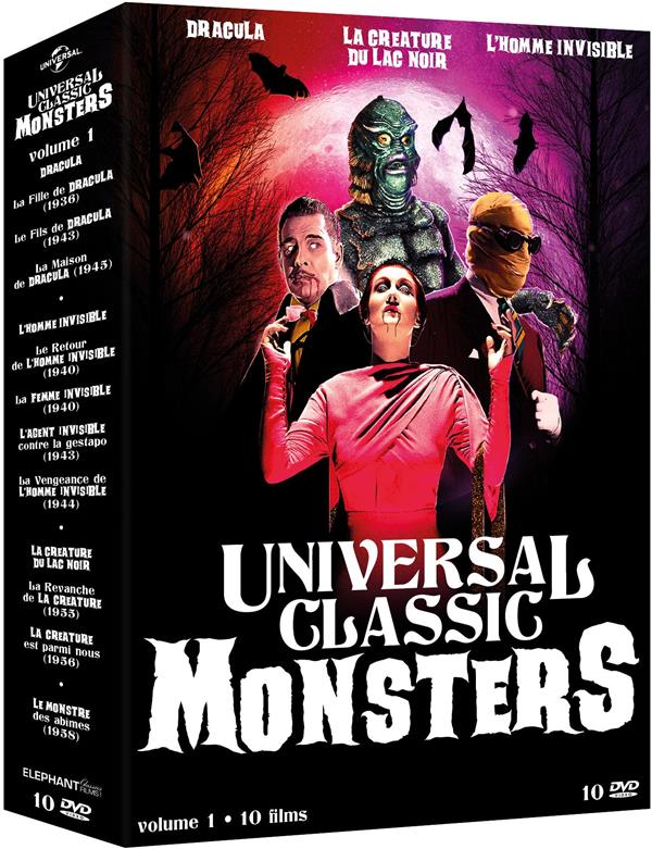 Universal Classic Monsters - Volume 1 : Dracula, la Créature du Lac Noir & L'Homme invisible - Coffret 10 DVD [DVD] - flash vidéo