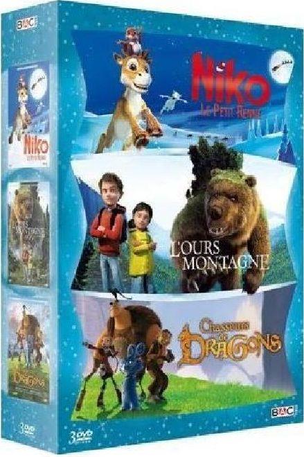 Coffret Aventure : Niko, le petit renne + L'Ours Montagne + Chasseurs de dragons [DVD] - flash vidéo
